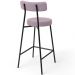 Banqueta Baixa Bar Cozinha Sala De Jantar Estrutura Em Aço Milão L02 Suede Rosê - Lyam Decor