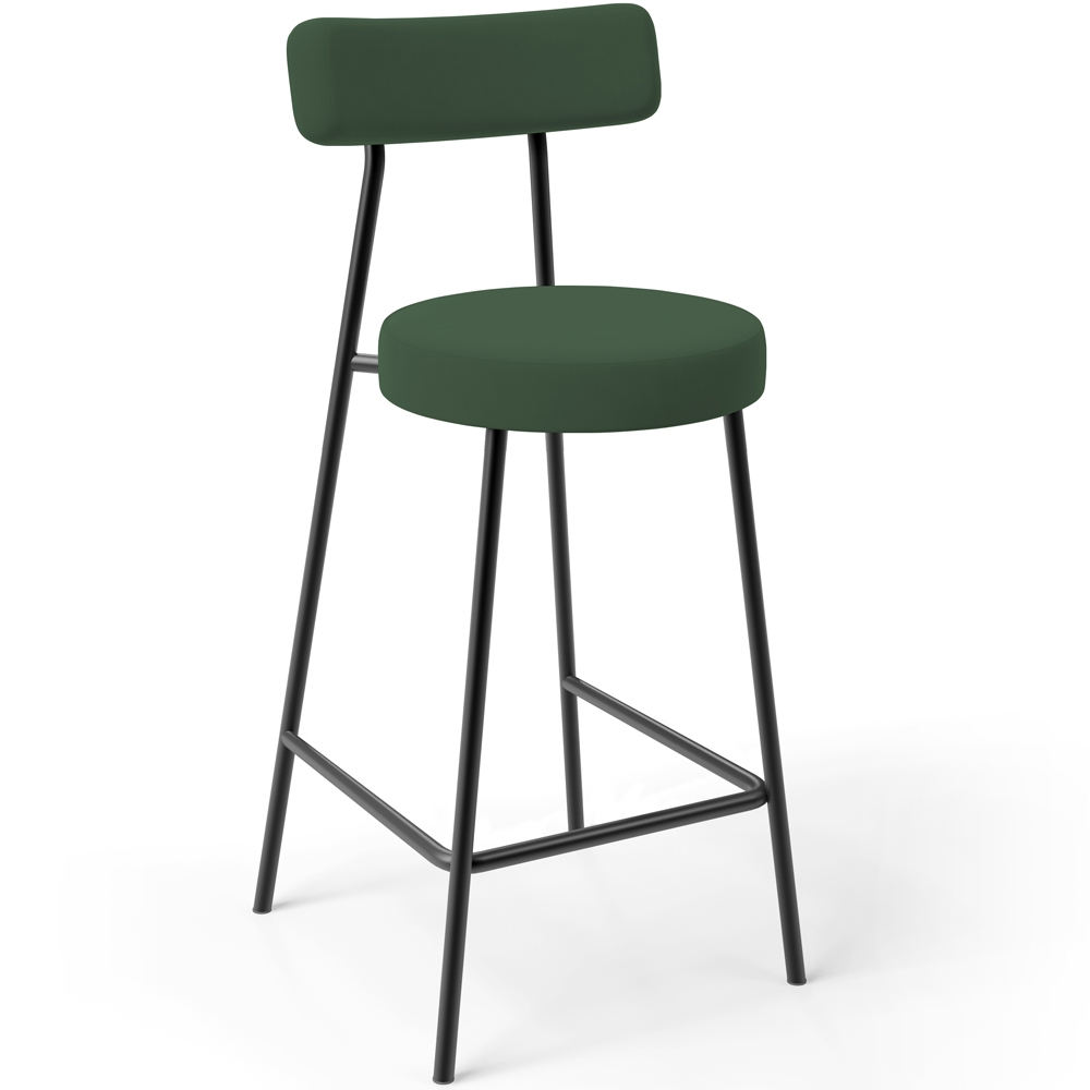 Banqueta Baixa Bar Cozinha Sala De Jantar Estrutura Em Aço Milão L02 Suede Verde Musgo - Lyam Decor