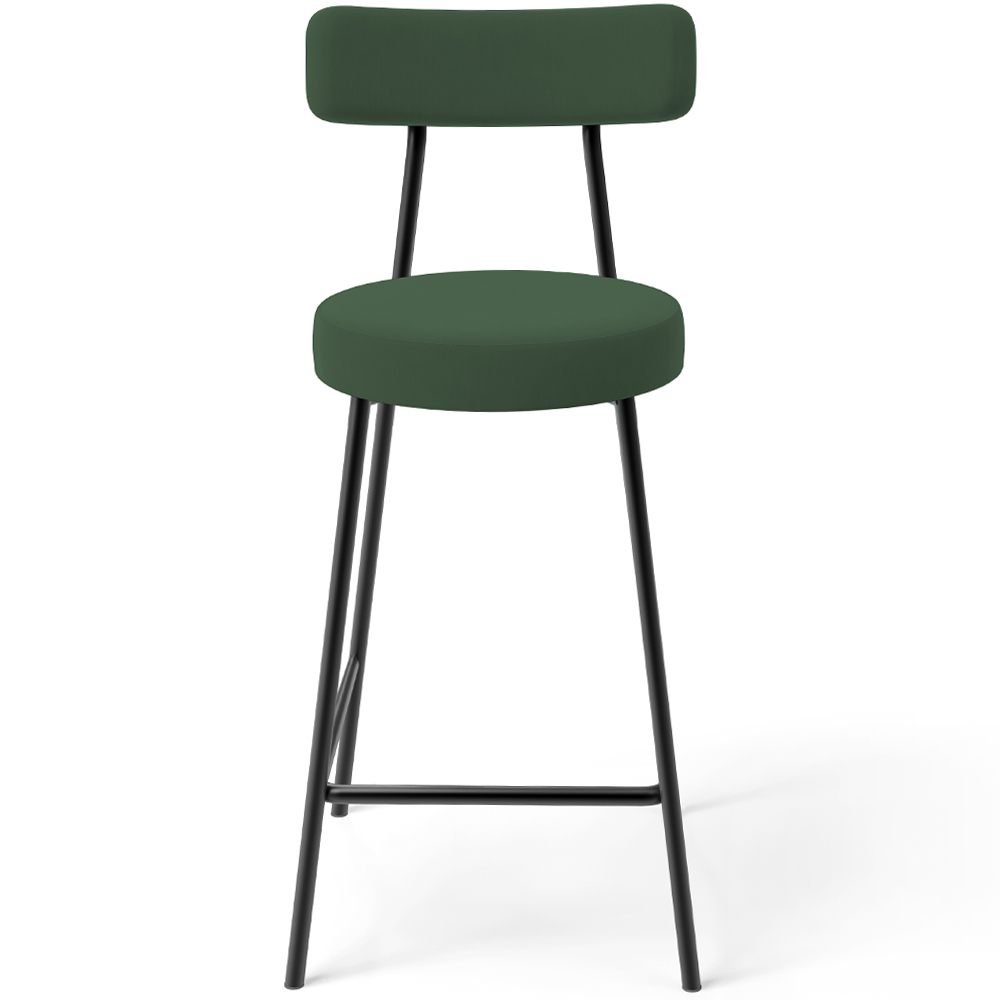 Banqueta Baixa Bar Cozinha Sala De Jantar Estrutura Em Aço Milão L02 Suede Verde Musgo - Lyam Decor