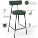 Banqueta Baixa Bar Cozinha Sala De Jantar Estrutura Em Aço Milão L02 Suede Verde Musgo - Lyam Decor