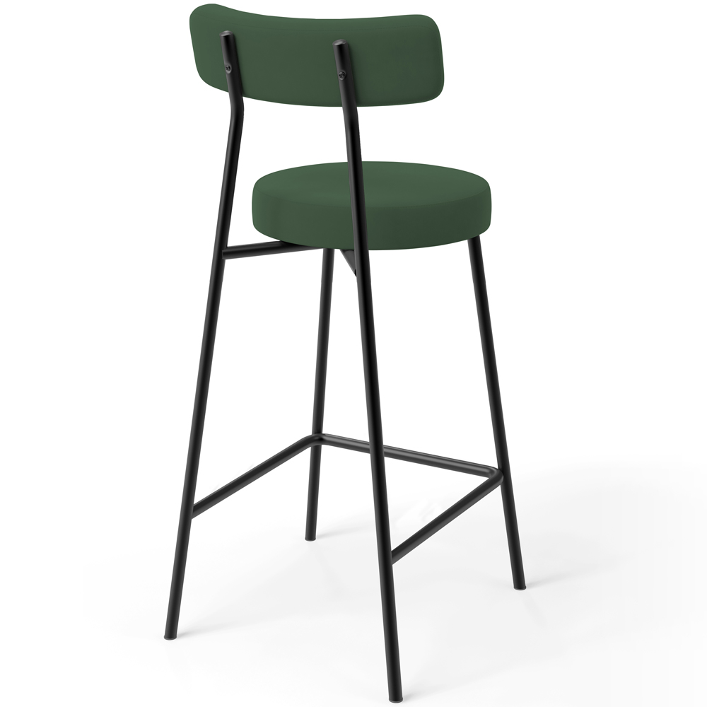 Banqueta Baixa Bar Cozinha Sala De Jantar Estrutura Em Aço Milão L02 Suede Verde Musgo - Lyam Decor