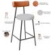 Banqueta Baixa Bar Cozinha Sala De Jantar Milão L02 Couríssimo Camel Linho Cinza  - Lyam Decor