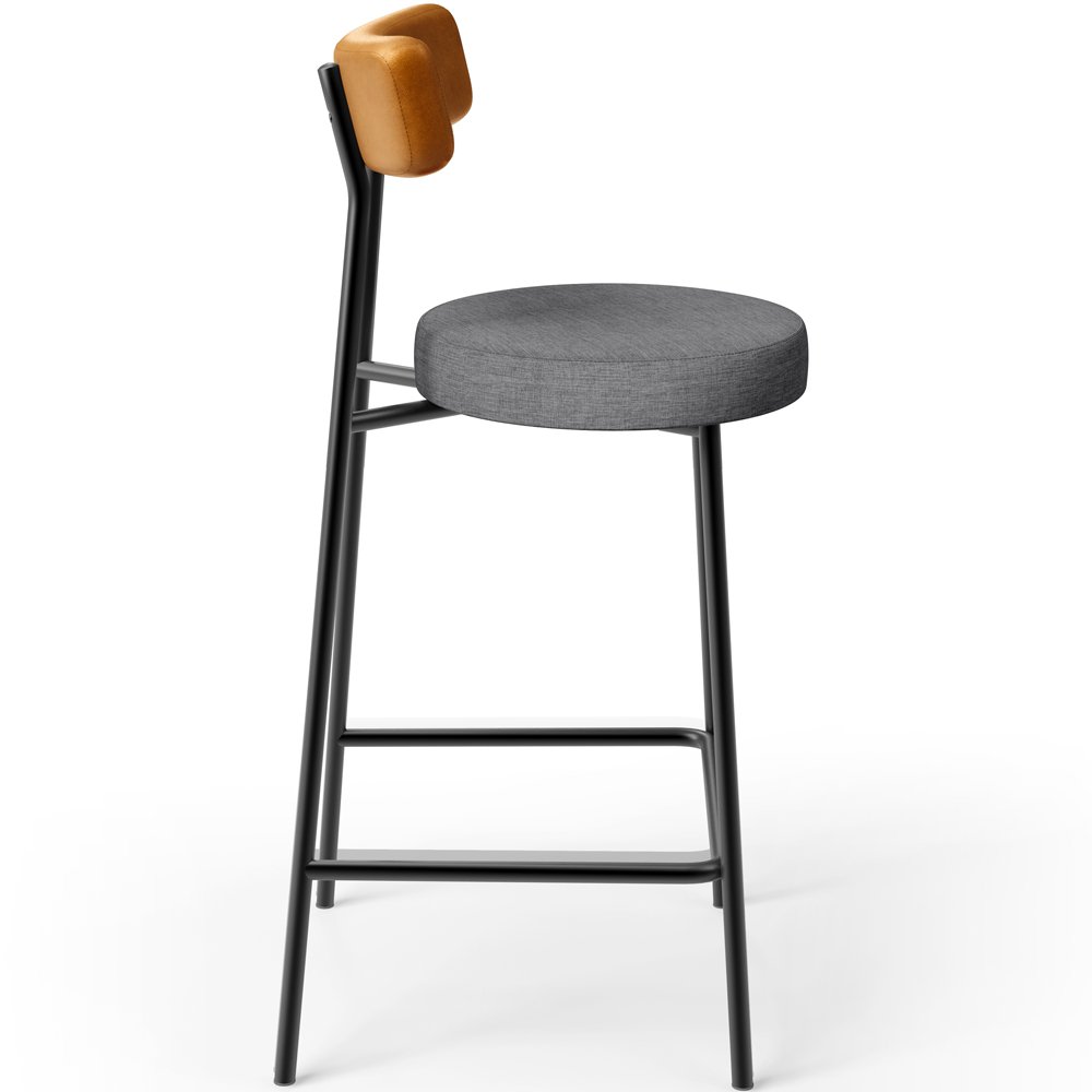 Banqueta Baixa Bar Cozinha Sala De Jantar Milão L02 Couríssimo Whisky Cinza Escuro - Lyam Decor