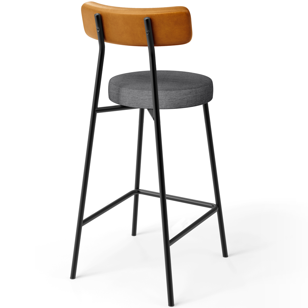 Banqueta Baixa Bar Cozinha Sala De Jantar Milão L02 Couríssimo Whisky Cinza Escuro - Lyam Decor