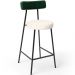 Banqueta Baixa Bar Cozinha Sala De Jantar Milão L02 Facto Verde Musgo Linho Cru - Lyam Decor