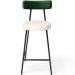 Banqueta Baixa Bar Cozinha Sala De Jantar Milão L02 Facto Verde Musgo Linho Cru - Lyam Decor