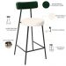 Banqueta Baixa Bar Cozinha Sala De Jantar Milão L02 Facto Verde Musgo Linho Cru - Lyam Decor
