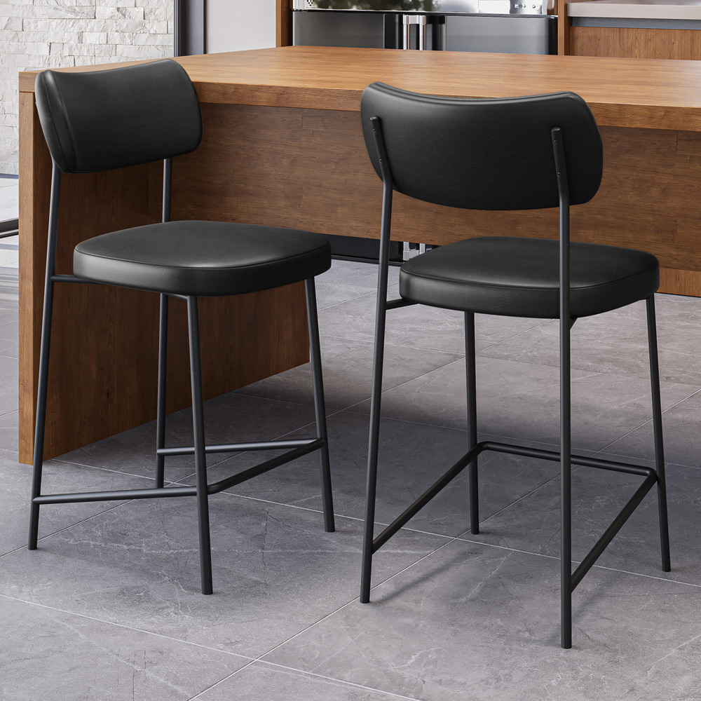 Banqueta Baixa Bar Cozinha Sala De Jantar Preto Elira L02 Couríssimo Preto - Lyam Decor