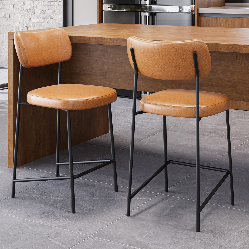 Banqueta Baixa Bar Cozinha Sala De Jantar Preto Elira L02 Couríssimo Whisky - Lyam Decor