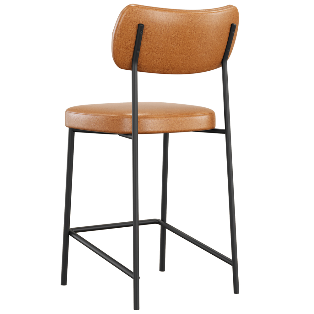 Banqueta Baixa Bar Cozinha Sala De Jantar Preto Elira L02 Couríssimo Whisky - Lyam Decor