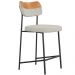 Banqueta Baixa Bar Cozinha Sala De Jantar Preto Elira L02 Couríssimo Whisky Linho Cinza - Lyam Decor