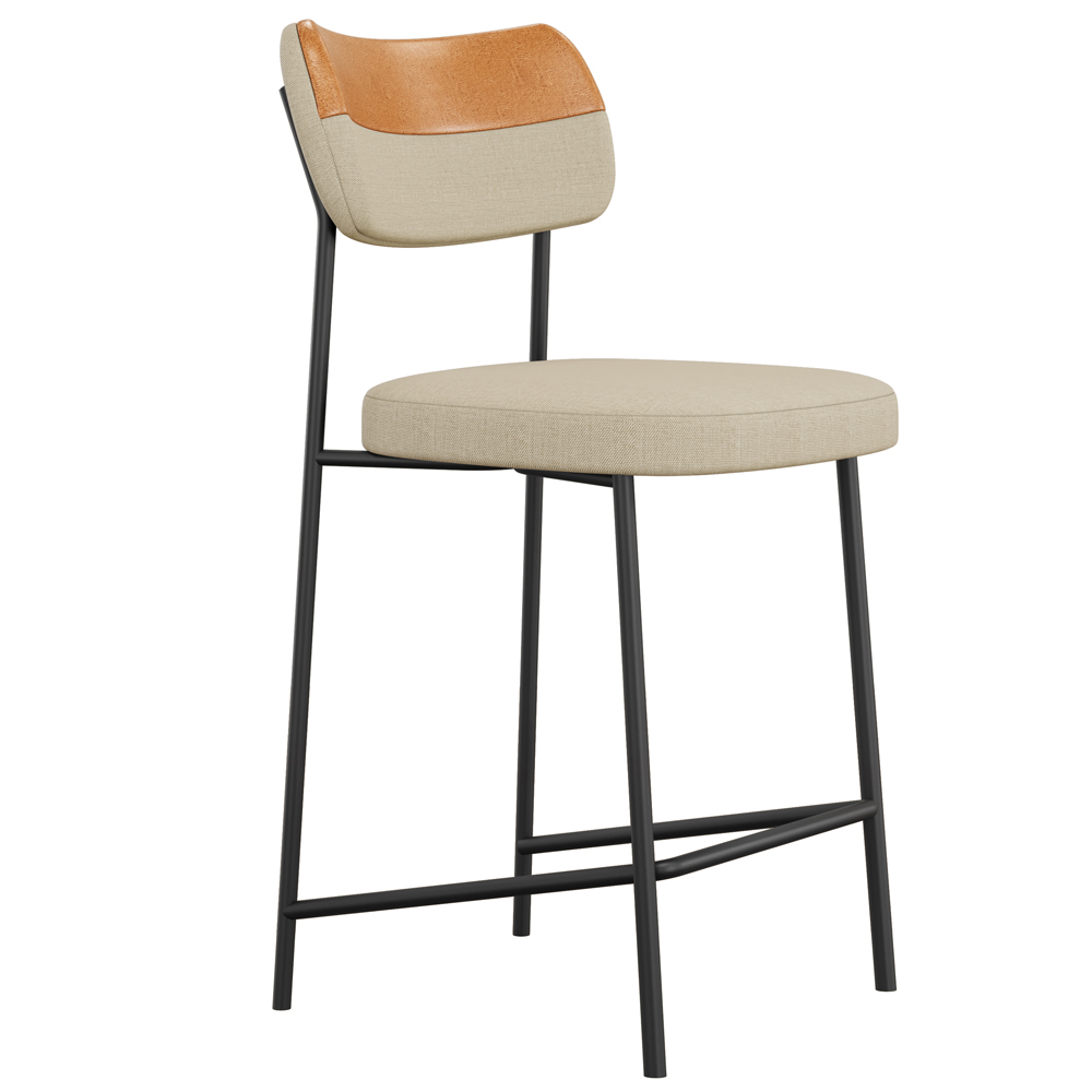 Banqueta Baixa Bar Cozinha Sala De Jantar Whisky Elira L02 Couríssimo Whisky Linho Bege - Lyam Decor