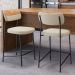 Banqueta Baixa Bar Cozinha Sala De Jantar Whisky Elira L02 Couríssimo Whisky Linho Bege - Lyam Decor