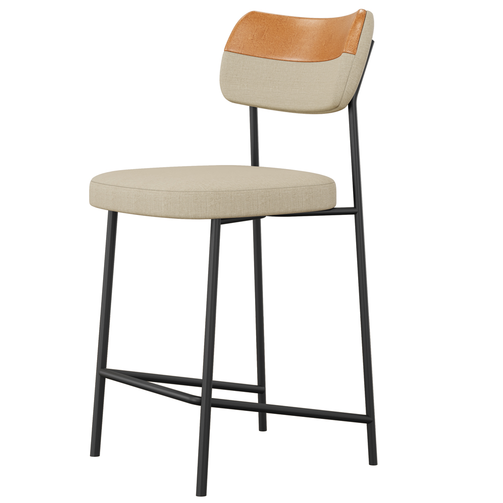 Banqueta Baixa Bar Cozinha Sala De Jantar Whisky Elira L02 Couríssimo Whisky Linho Bege - Lyam Decor