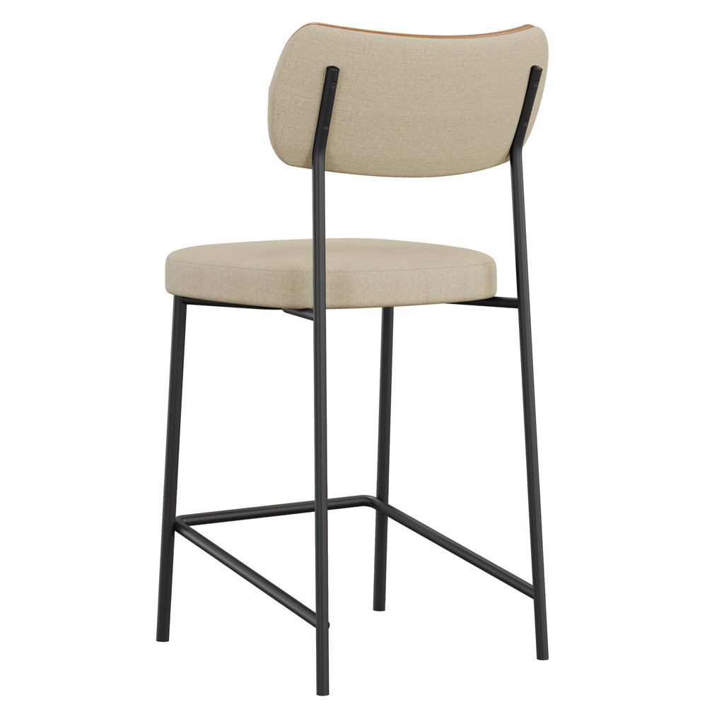 Banqueta Baixa Bar Cozinha Sala De Jantar Whisky Elira L02 Couríssimo Whisky Linho Bege - Lyam Decor