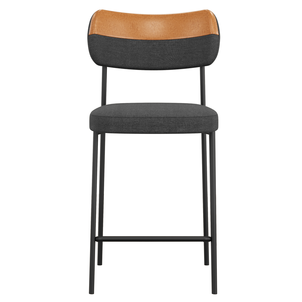 Banqueta Baixa Bar Cozinha Sala De Jantar Whisky Elira L02 Couríssimo Whisky Linho Chumbo - Lyam Decor