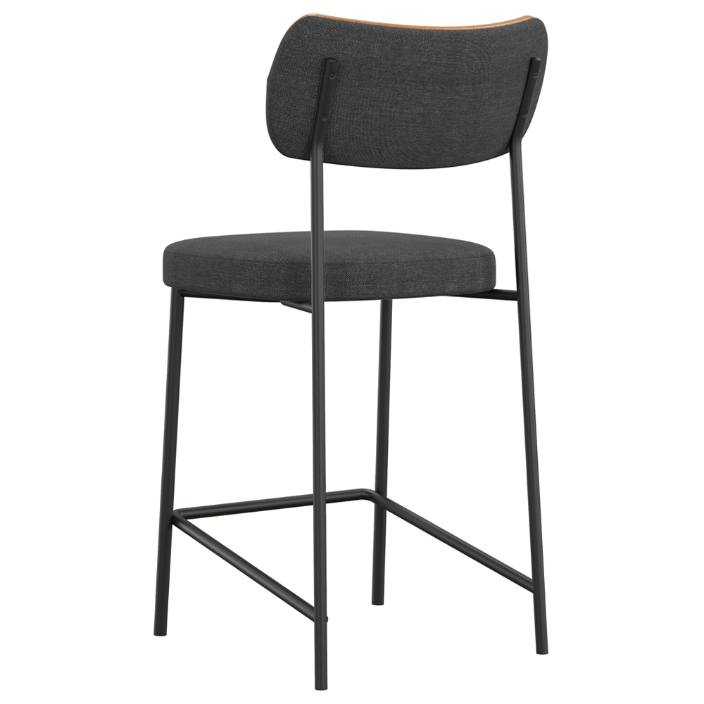 Banqueta Baixa Bar Cozinha Sala De Jantar Whisky Elira L02 Couríssimo Whisky Linho Chumbo - Lyam Decor
