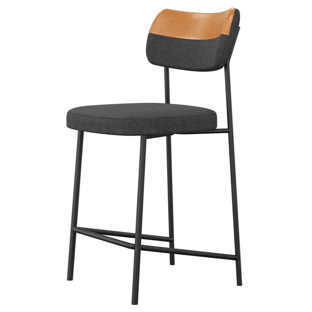 Banqueta Baixa Bar Cozinha Sala De Jantar Whisky Elira L02 Couríssimo Whisky Linho Chumbo - Lyam Decor