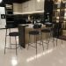 Banqueta Baixa Cozinha E Sala De Jantar Bancada Milão L02 Couríssimo Preto Linho Chumbo - Lyam Decor