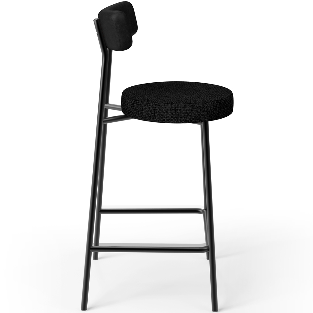 Banqueta Baixa Cozinha E Sala De Jantar Bancada Milão L02 Couríssimo Preto Linho Chumbo - Lyam Decor