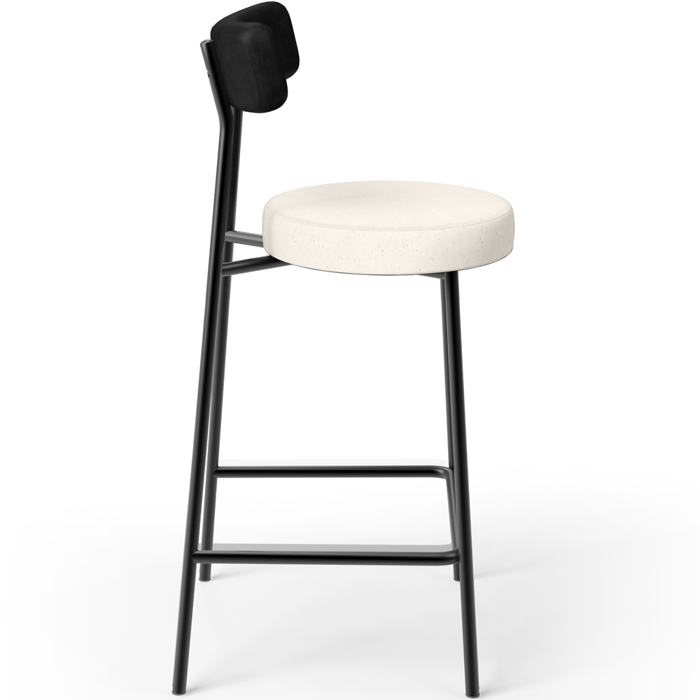 Banqueta Baixa Cozinha E Sala De Jantar Bancada Milão L02 Couríssimo Preto Linho Cru - Lyam Decor
