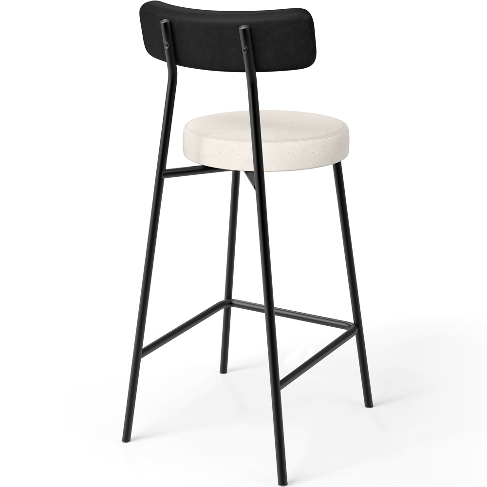 Banqueta Baixa Cozinha E Sala De Jantar Bancada Milão L02 Couríssimo Preto Linho Cru - Lyam Decor