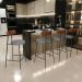 Banqueta Baixa Cozinha Sala De Jantar Bancada Milão L02 Couríssimo Marrom Cinza Escuro - Lyam Decor