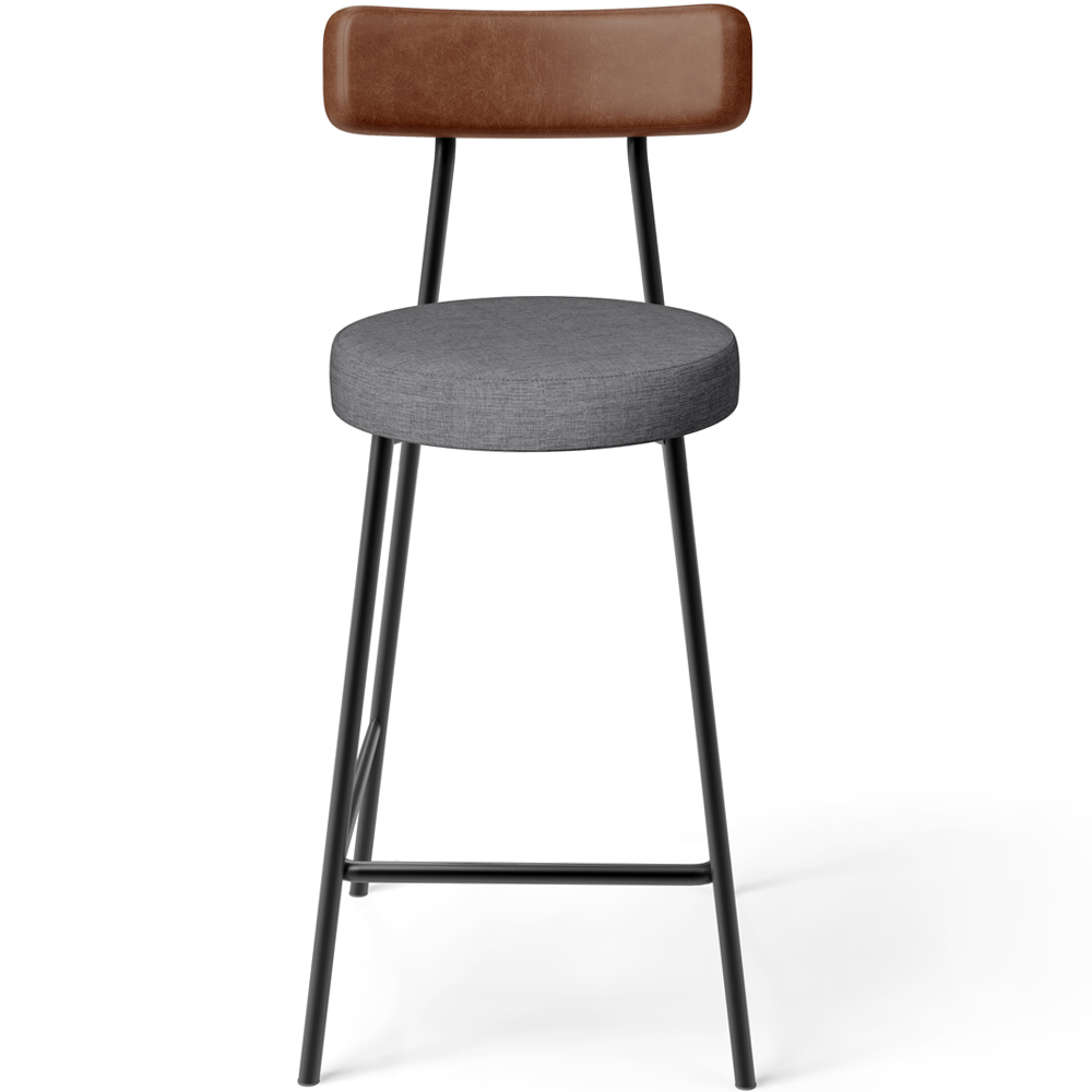 Banqueta Baixa Cozinha Sala De Jantar Bancada Milão L02 Couríssimo Marrom Cinza Escuro - Lyam Decor