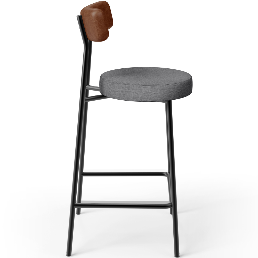 Banqueta Baixa Cozinha Sala De Jantar Bancada Milão L02 Couríssimo Marrom Cinza Escuro - Lyam Decor