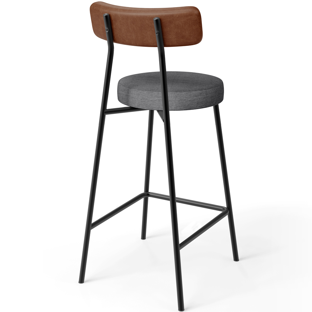 Banqueta Baixa Cozinha Sala De Jantar Bancada Milão L02 Couríssimo Marrom Cinza Escuro - Lyam Decor