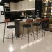 Banqueta Baixa Cozinha Sala De Jantar Bancada Milão L02 Couríssimo Marrom Linho Chumbo - Lyam Decor