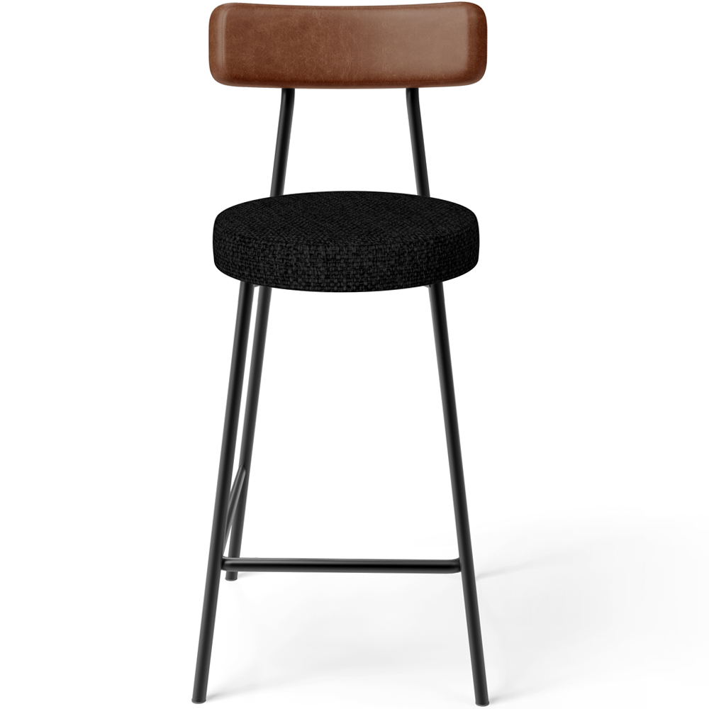 Banqueta Baixa Cozinha Sala De Jantar Bancada Milão L02 Couríssimo Marrom Linho Chumbo - Lyam Decor