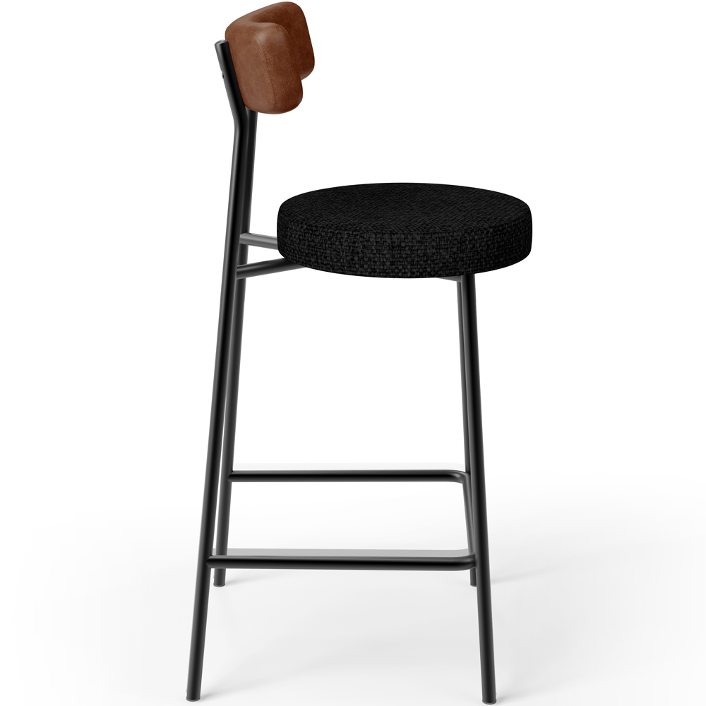 Banqueta Baixa Cozinha Sala De Jantar Bancada Milão L02 Couríssimo Marrom Linho Chumbo - Lyam Decor