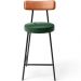 Banqueta Baixa Cozinha Sala Jantar Bancada Milão L02 Couríssimo Camel Facto Verde Musgo - Lyam Decor