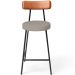 Banqueta Baixa Cozinha Sala Jantar Bancada Milão L02 Couríssimo Camel Linho Bege - Lyam Decor