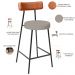 Banqueta Baixa Cozinha Sala Jantar Bancada Milão L02 Couríssimo Camel Linho Bege - Lyam Decor
