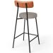 Banqueta Baixa Cozinha Sala Jantar Bancada Milão L02 Couríssimo Camel Linho Bege - Lyam Decor