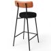 Banqueta Baixa Cozinha Sala Jantar Bancada Milão L02 Couríssimo Camel Linho Chumbo - Lyam Decor