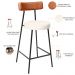 Banqueta Baixa Cozinha Sala Jantar Bancada Milão L02 Couríssimo Camel Linho Cru  - Lyam Decor