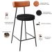 Banqueta Baixa Cozinha Sala Jantar Bancada Milão L02 Couríssimo Camel Preto - Lyam Decor