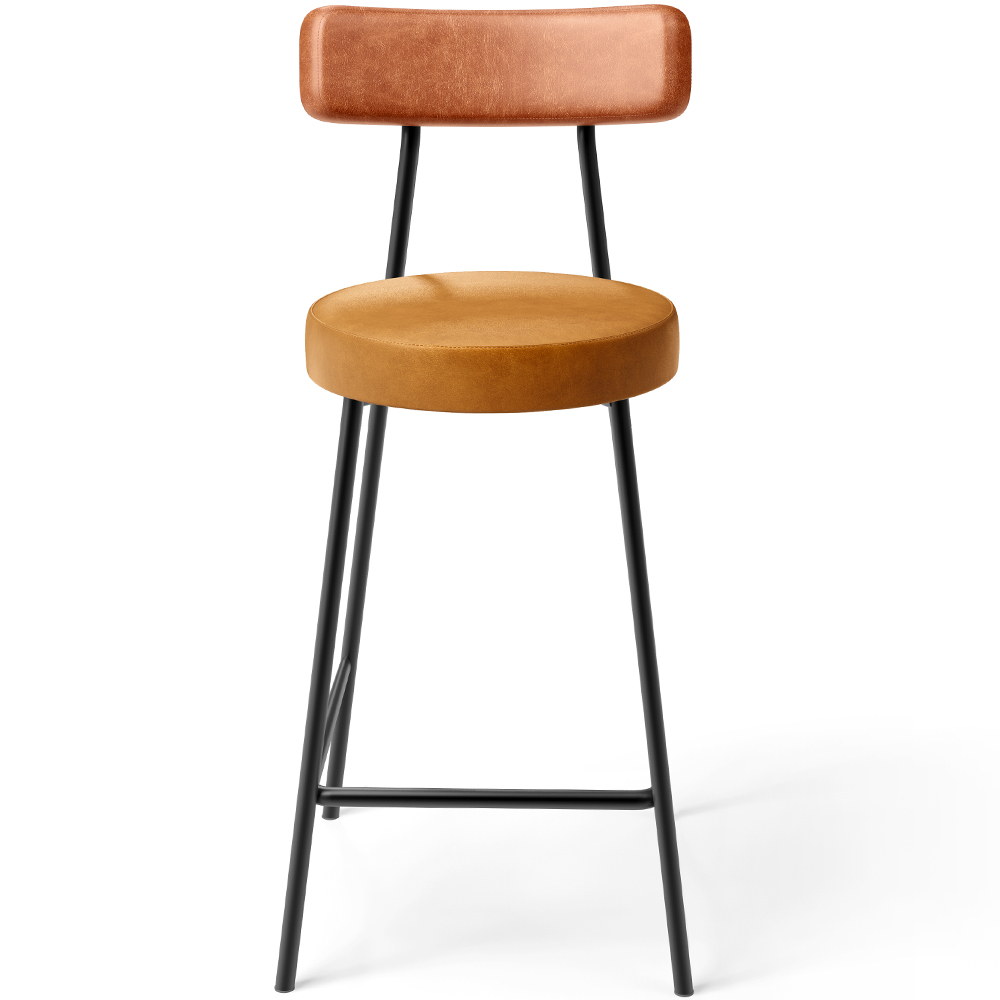 Banqueta Baixa Cozinha Sala Jantar Bancada Milão L02 Couríssimo Camel Whisky - Lyam Decor
