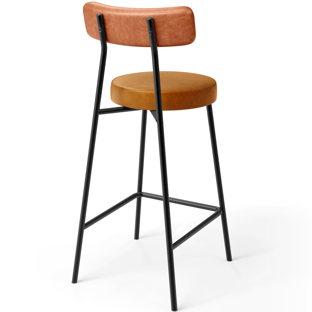 Banqueta Baixa Cozinha Sala Jantar Bancada Milão L02 Couríssimo Camel Whisky - Lyam Decor