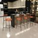 Banqueta Baixa Cozinha Sala Jantar Bancada Milão L02 Couríssimo Marrom Camel - Lyam Decor