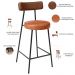 Banqueta Baixa Cozinha Sala Jantar Bancada Milão L02 Couríssimo Marrom Camel - Lyam Decor