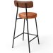 Banqueta Baixa Cozinha Sala Jantar Bancada Milão L02 Couríssimo Marrom Camel - Lyam Decor