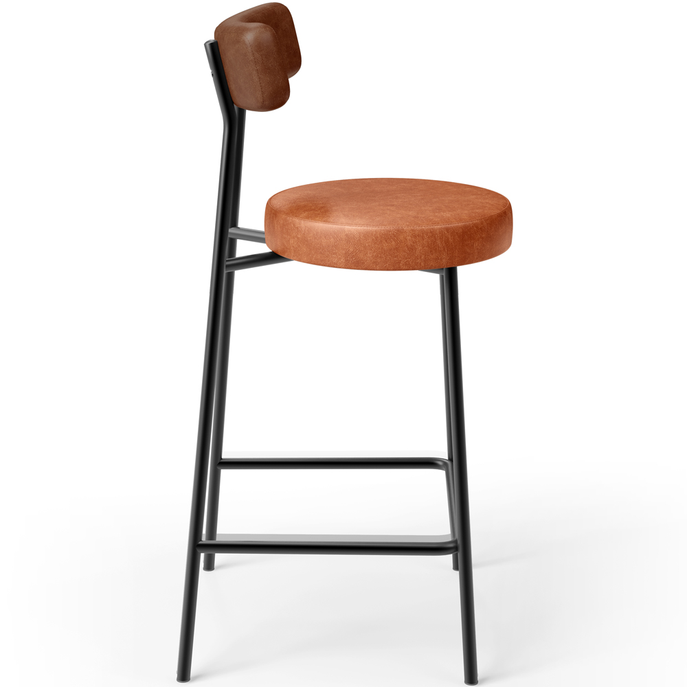 Banqueta Baixa Cozinha Sala Jantar Bancada Milão L02 Couríssimo Marrom Camel - Lyam Decor
