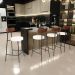 Banqueta Baixa Cozinha Sala Jantar Bancada Milão L02 Couríssimo Marrom Linho Cru - Lyam Decor