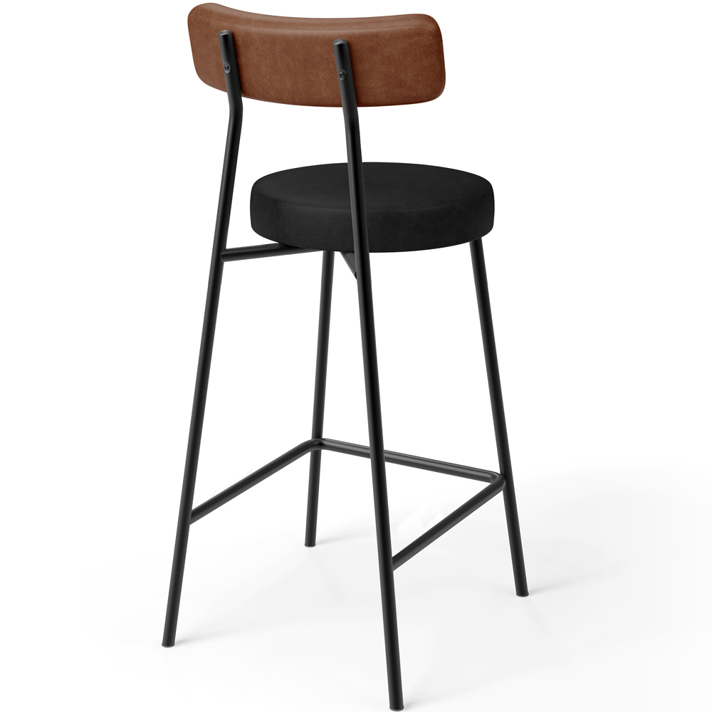 Banqueta Baixa Cozinha Sala Jantar Bancada Milão L02 Couríssimo Marrom Preto - Lyam Decor