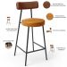 Banqueta Baixa Cozinha Sala Jantar Bancada Milão L02 Couríssimo Marrom Whisky - Lyam Decor