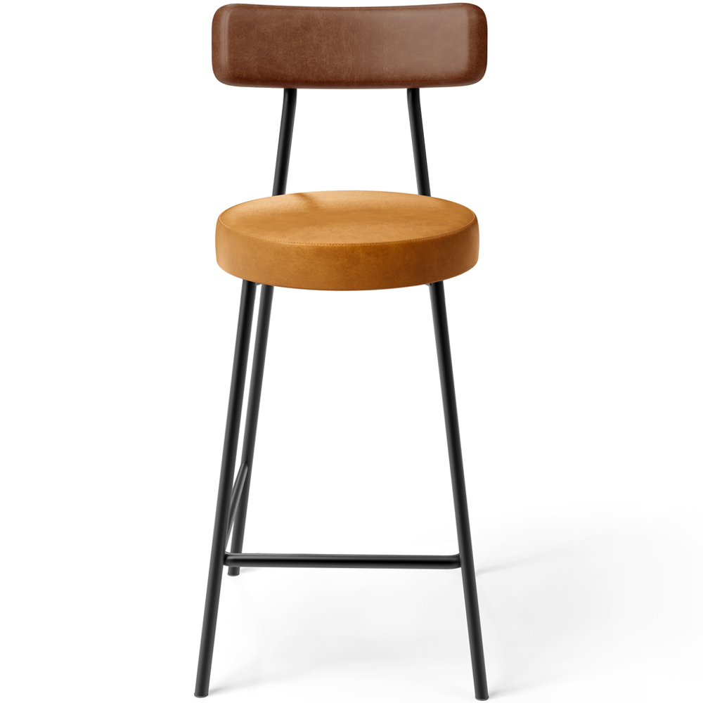 Banqueta Baixa Cozinha Sala Jantar Bancada Milão L02 Couríssimo Marrom Whisky - Lyam Decor